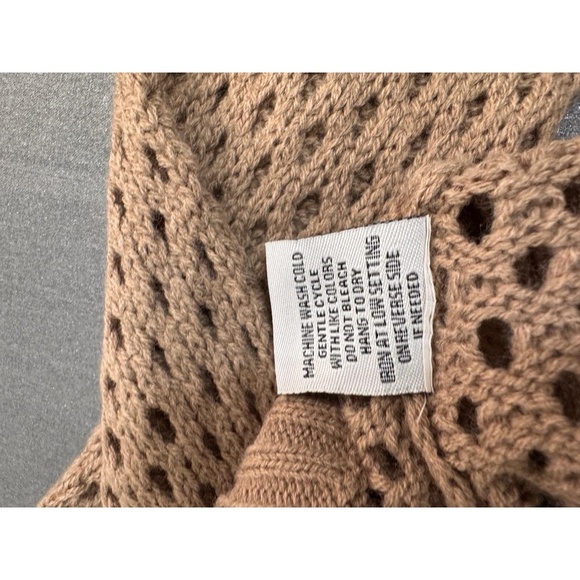 Faded Rose Light Brown Zipper Closure Open Knit Long Sleeve Hoodie Sweater XL - Picture 6 of 8